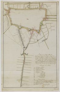 33118 Kaart van de verdedigingswerken ten noorden en ten oosten van de stad Utrecht met directe omgeving; met de door ...